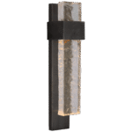 Średni kinkiet Brock w brązie z przezroczystym falistym szkłem