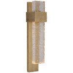 Średni kinkiet Brock w miękkim mosiądzu z przezroczystym falistym szkłem