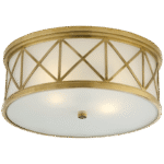 Duży plafon Montpelier w ręcznie patynowanym mosiądzu antycznym z matowym szkłem