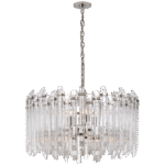 Duży szeroki żyrandol bębnowy Adele w polerowanym niklu z przezroczystym akrylem