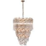 Żyrandol kaskadowy trzypiętrowy Adele w ręcznie patynowanym mosiądzu antycznym z przezroczystym akrylem