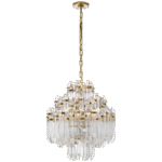 Żyrandol kaskadowy czteropiętrowy Adele w ręcznie patynowanym mosiądzu antycznym z przezroczystym akrylem