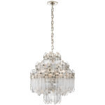 Żyrandol kaskadowy czteropiętrowy Adele w polerowanym niklu z przezroczystym akrylem