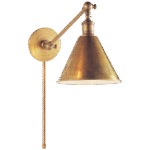 Lampa biblioteczna Boston funkcjonalna jednoramienna w ręcznie patynowanym mosiądzu antycznym