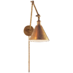 Lampa biblioteczna Boston funkcjonalna dwuramienna w ręcznie patynowanym mosiądzu antycznym