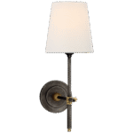 Kinkiet Bryant w brązie i ręcznie patynowanym mosiądzu antycznym z lnianym kloszem