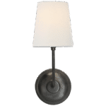 Kinkiet pojedynczy Vendome w brązie z lnianym kloszem