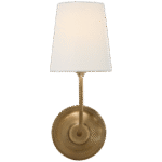 Kinkiet pojedynczy Vendome w ręcznie patynowanym mosiądzu antycznym z lnianym kloszem