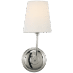 Kinkiet pojedynczy Vendome w polerowanym niklu z lnianym kloszem