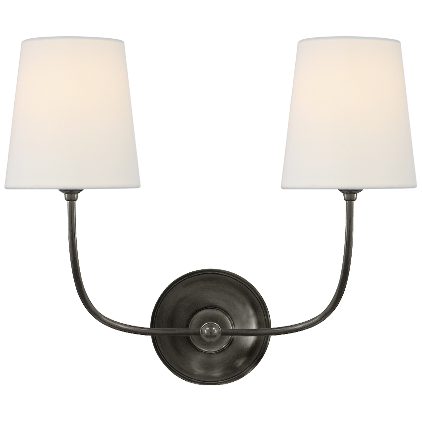 TOB2008BZL Kinkiet podwójny Vendome w brązie z lnianymi kloszami - obrazek 1