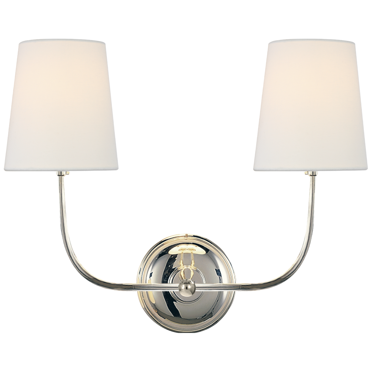 TOB2008PNL Kinkiet podwójny Vendome w polerowanym niklu z lnianymi kloszami - obrazek 1