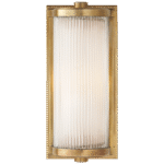 Krótki kinkiet szklany Dresser w ręcznie patynowanym mosiądzu antycznym z matową szklaną wkładką