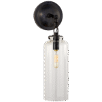 Mały kinkiet cylindryczny Katie w brązie z przezroczystym szkłem