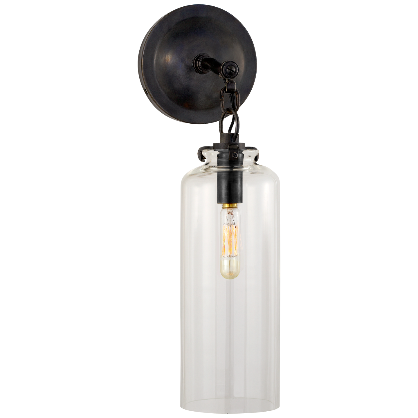 TOB2225BZG3CG Mały kinkiet cylindryczny Katie w brązie z przezroczystym szkłem - obrazek 1