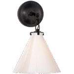 Mały kinkiet stożkowy Katie w brązie z białym szkłem