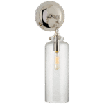 Mały kinkiet cylindryczny Katie w polerowanym niklu z nasiennym szkłem