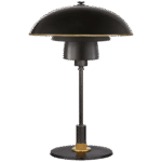 Lampa biurkowa Whitman w brązie i ręcznie patynowanym mosiądzu antycznym z brązowym kloszem z mosiężną obwódką