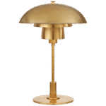 Lampa biurkowa Whitman w ręcznie patynowanym mosiądzu antycznym z ręcznie patynowanym mosiężnym kloszem antycznym