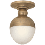 Plafon Clark w ręcznie patynowanym mosiądzu antycznym z białym szkłem