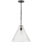 Lampa wisząca stożkowa Katie w brązie z przezroczystym szkłem