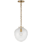 Lampa wisząca żołądzik Katie w ręcznie patynowanym mosiądzu antycznym z przezroczystym szkłem