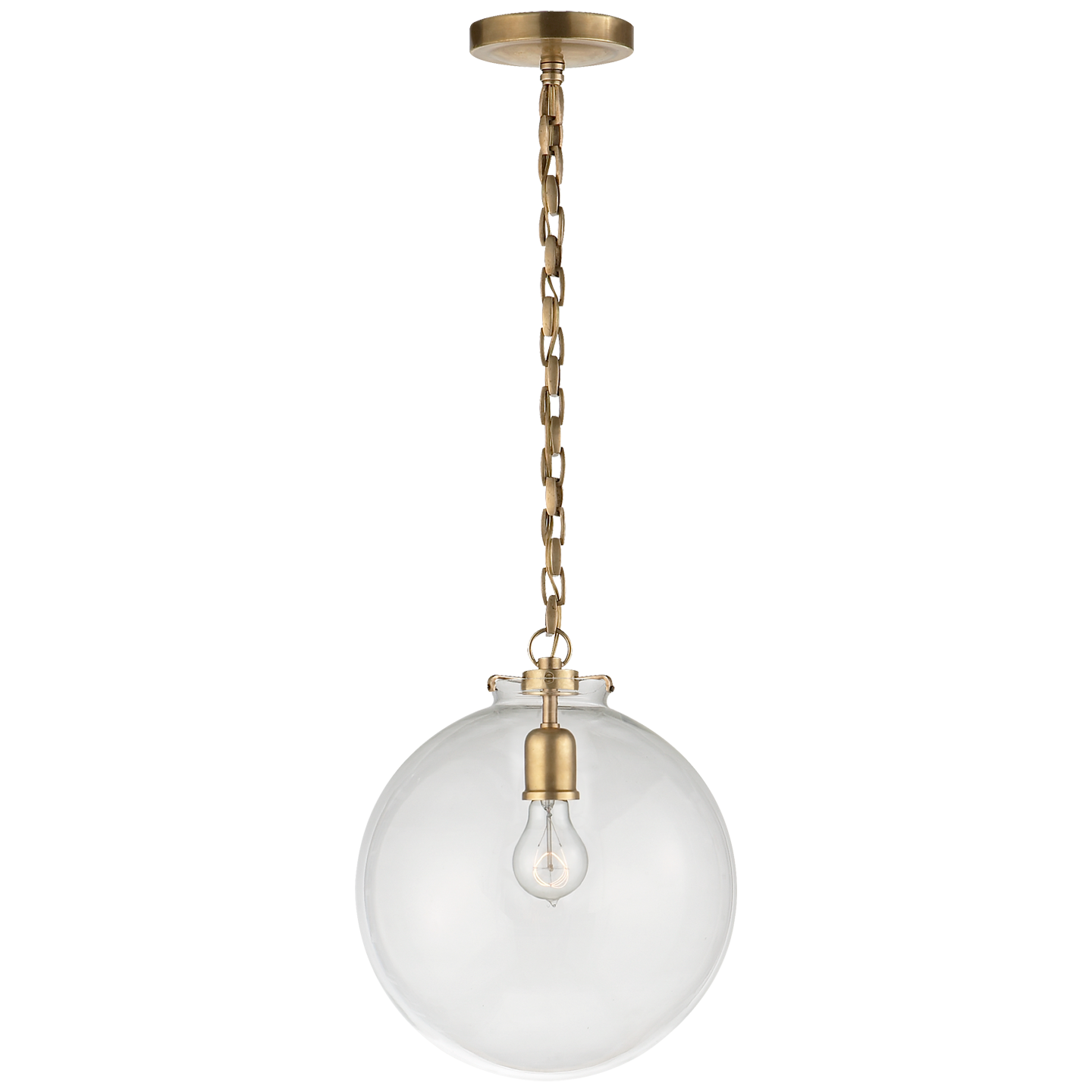 TOB5226HABG4CG Lampa wisząca kulista Katie w ręcznie patynowanym mosiądzu antycznym z przezroczystym szkłem - obrazek 1