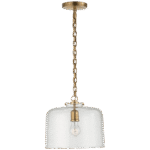 Lampa wisząca kopułowa Katie w ręcznie patynowanym mosiądzu antycznym z nasiennym szkłem