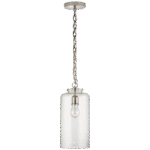 Lampa wisząca cylindryczna Katie w polerowanym niklu z przezroczystym szkłem