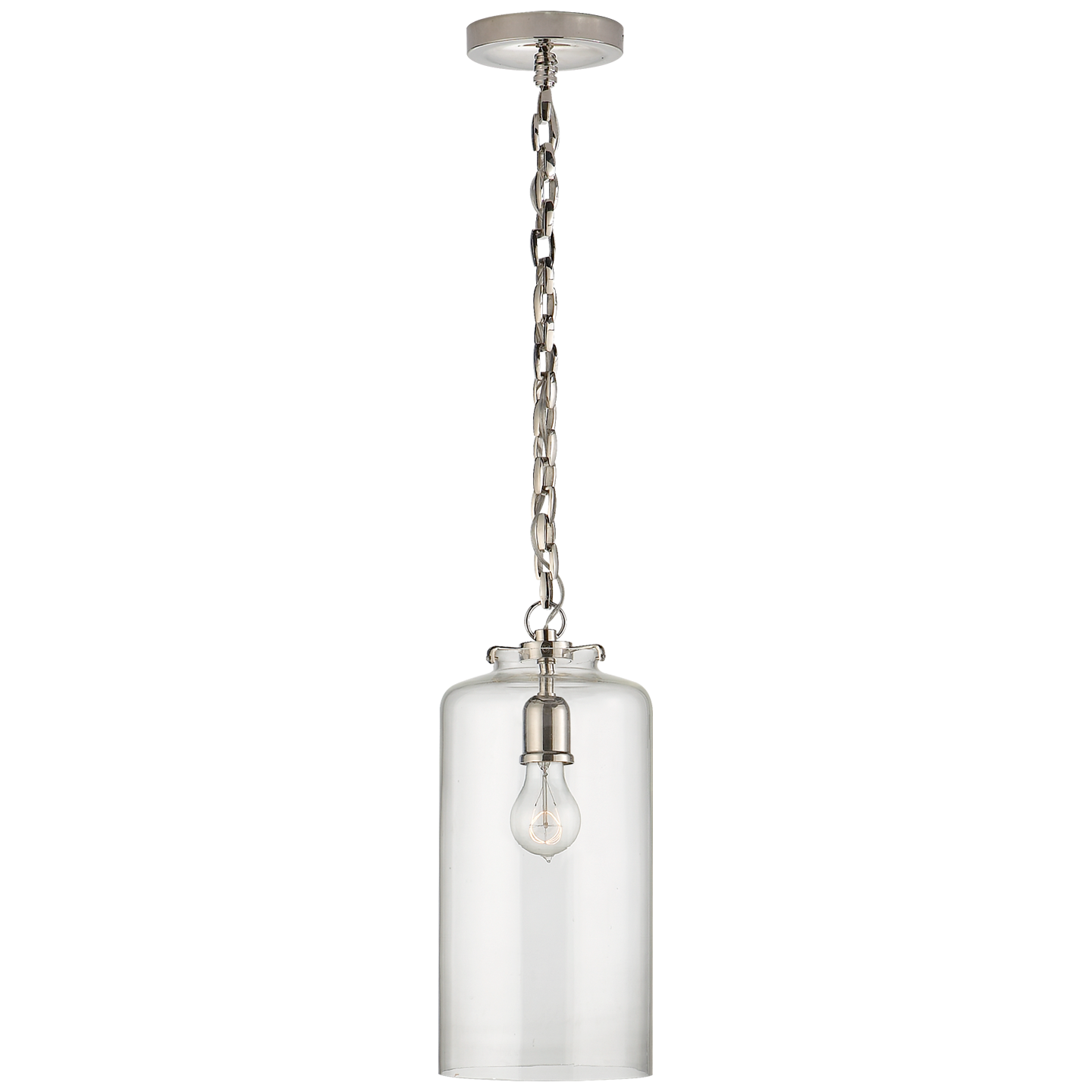 TOB5226PNG3CG Lampa wisząca cylindryczna Katie w polerowanym niklu z przezroczystym szkłem - obrazek 1