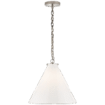 Lampa wisząca stożkowa Katie w polerowanym niklu z białym szkłem