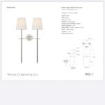 Duży podwójny kinkiet Bryant w polerowanym niklu z lnianymi kloszami - obrazek 2