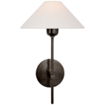 Kinkiet Hackney w brązie z lnianym kloszem