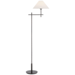 Lampa podłogowa Hackney Bridge Arm w brązie z lnianym kloszem