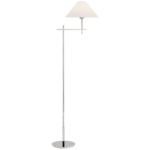 Lampa podłogowa Hackney Bridge Arm w polerowanym niklu z lnianym kloszem
