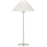 Lampa stołowa Hackney w polerowanym niklu z lnianym kloszem