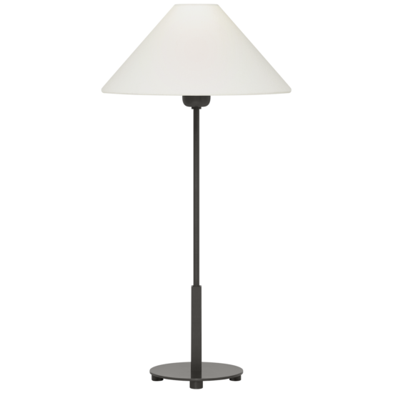 Lampa stołowa Hackney w brązie z lnianym kloszem