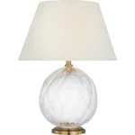 Mała lampa stojąca Talia w mosiądzu i przezroczystym szkle