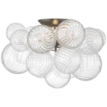 Plafon Talia 20" w polerowanym srebrnym wykończeniu i przezroczystym szkle wirowanym